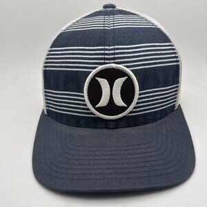 HURLEY Cap Hat Patched Striped Front Mesh Back Snapback Adj Yupoong Classics
